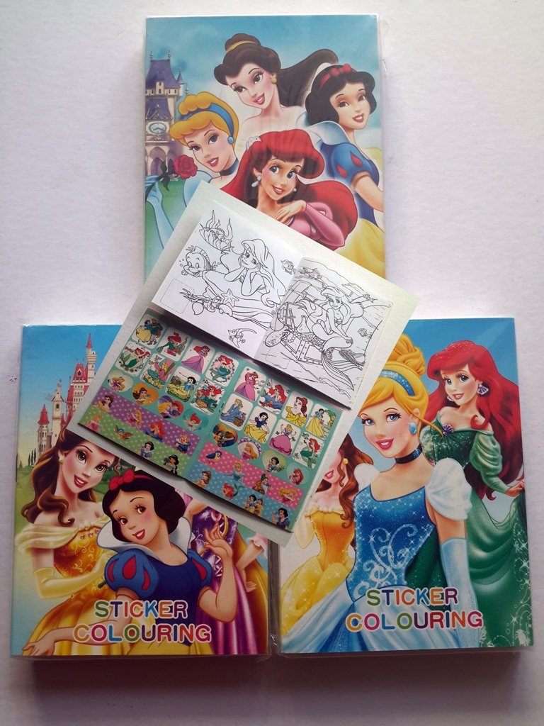 10.5cm x 14cm princess sticker coloring colouring books buku mewarna