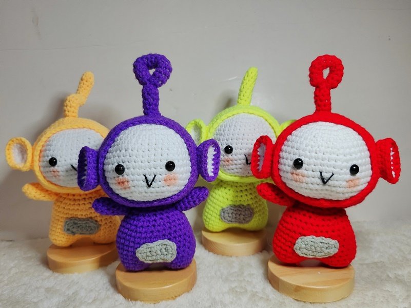 100% handmade soft plush toy doll amigurumi crochet teletubbies dipsy po laa laa tinky winky gift set boys girls birthday present