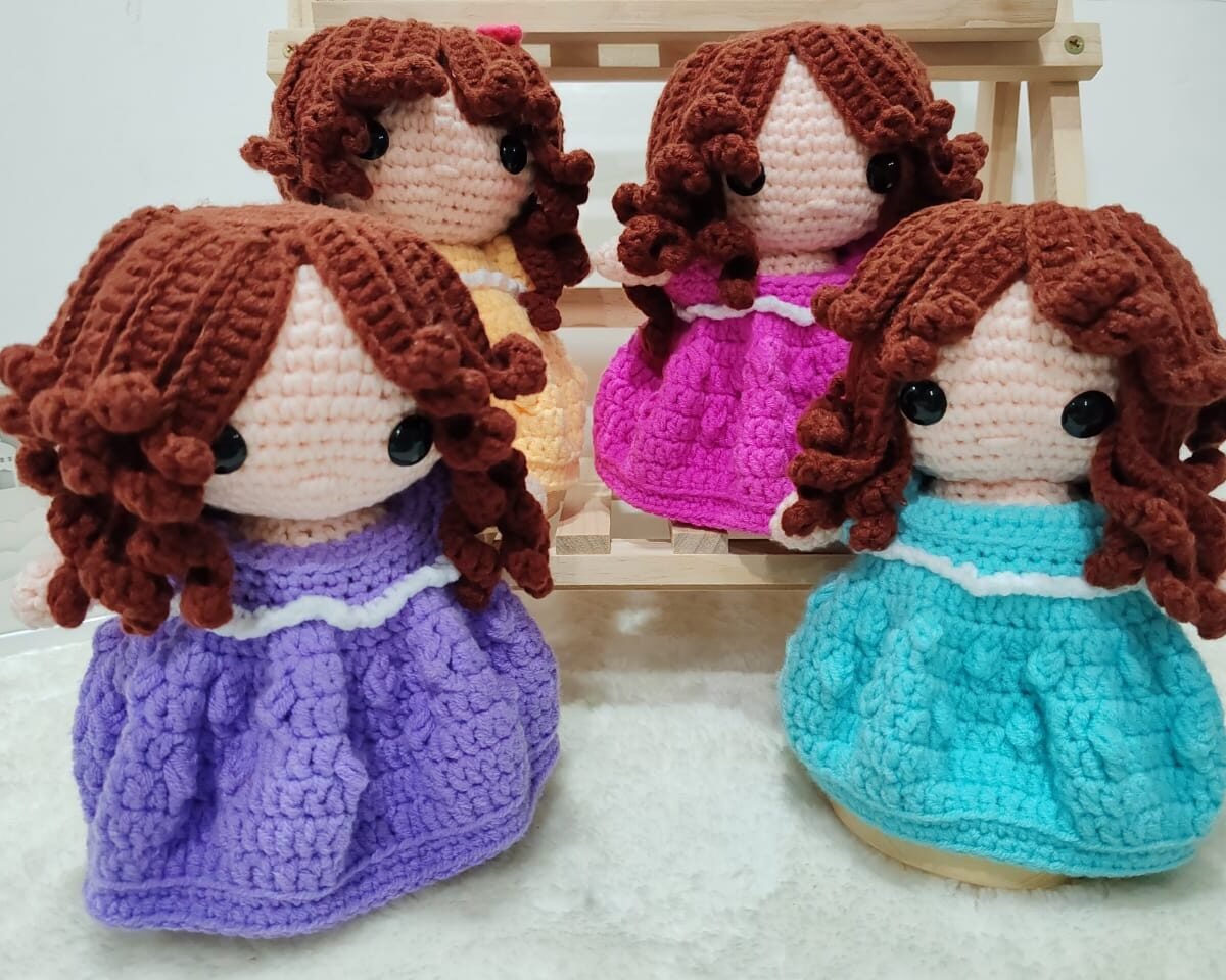 100% special handmade princess popcorn dress collection amigurumi crochet doll patung stuffed toy gift set girls birthday present indoor decoration
