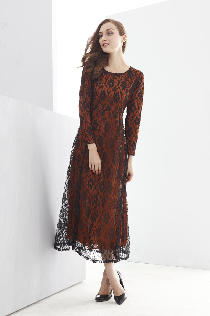 2 pieces joint floral lace design jubah dress