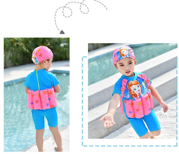 2806 Boy Girl Kids Floating Swimming Suit Baju Renang Swimwear + Cap - MERMAID M L XL