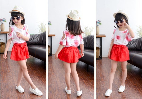 2pcs cute girl korean style fashion set red