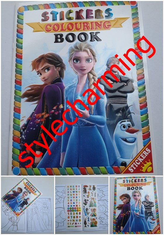3d a4 sticker colouring book buku mewarna didi, upin ipin pony, frozen elsa anna, hello kitty, mickey, cars