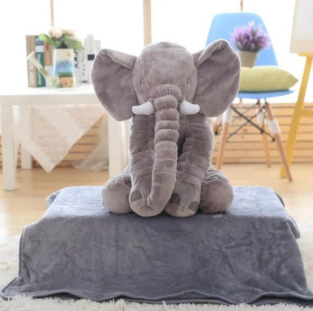 60cm cute elephant plush toy pillow + blanket