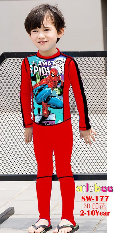 ailubee long sleeves swimming suit sw177 spiderman 2 3y 3 4y 7 8y