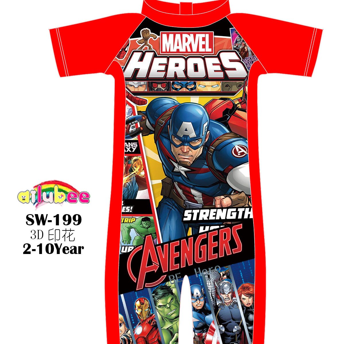 ailubee short sleeves swimming suit baju renang sw199 marvel heroes avengers 2 3y 3 4y