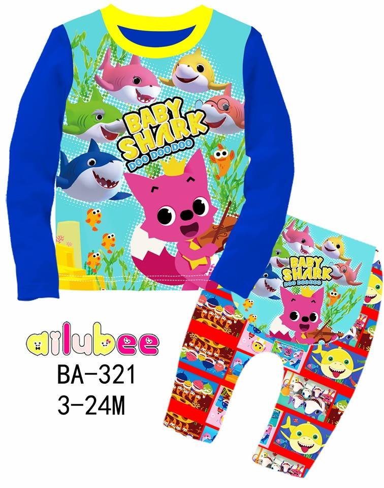 baby shark ailubee kids pyjamas (ba321 / 555) 3 6m