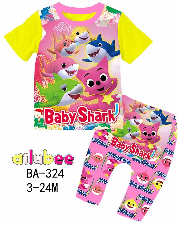 [ready stock] baby shark ailubee kids pyjamas (ba324 / 558) 3m 6m