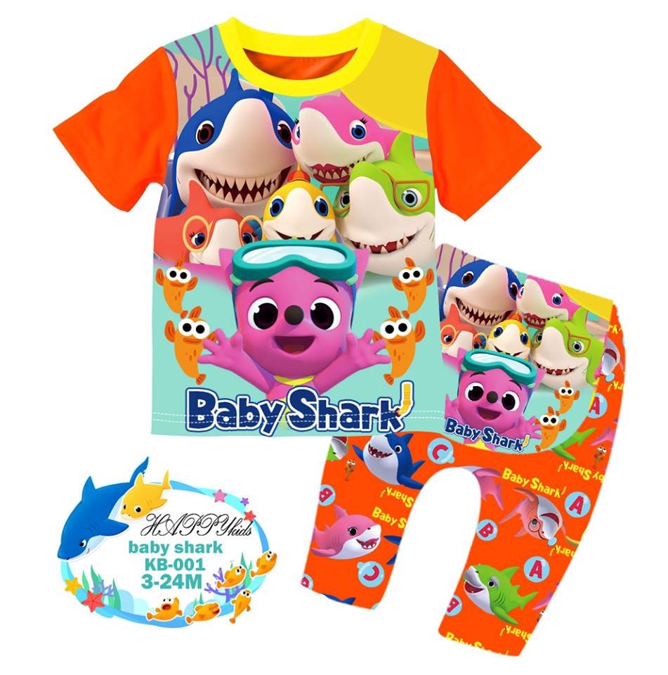 [ready stock] baby shark happykids kids pyjamas (kb001) 3 6m , 6 12m