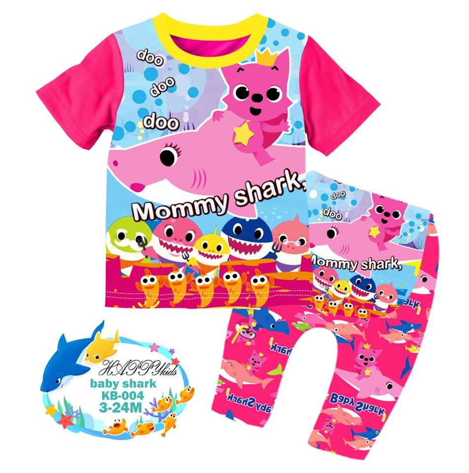 [ready stock] baby shark happykids kids pyjamas (kb004) 3 6m , 6 12m