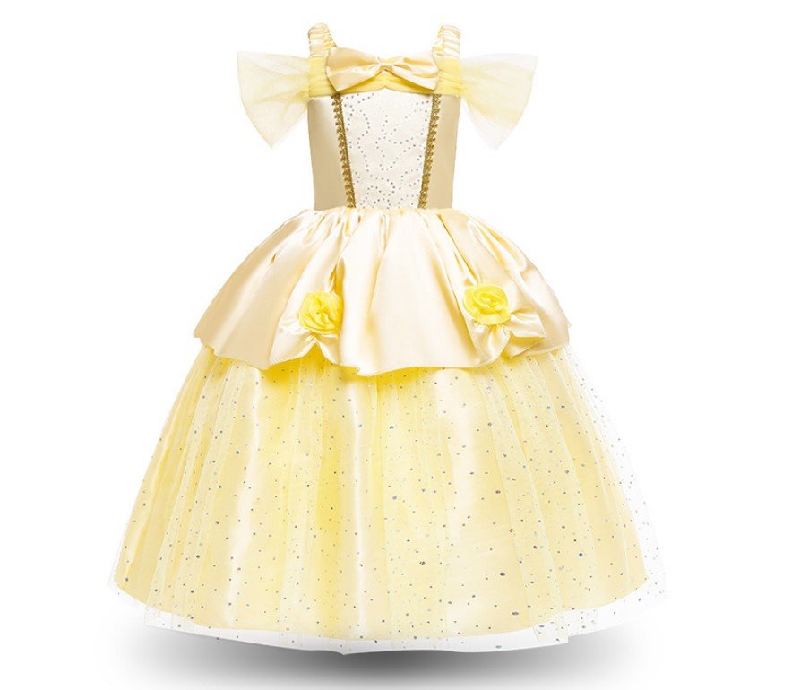 disney princess belle beauty and the beast pretend play cosplay costume dress girl yellow 100 120 130 140