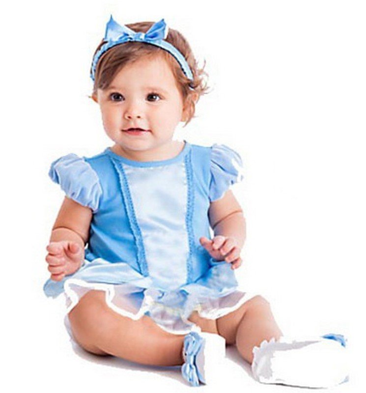 >rm15 corner< baby girl romper dress + headband (blue) 12759