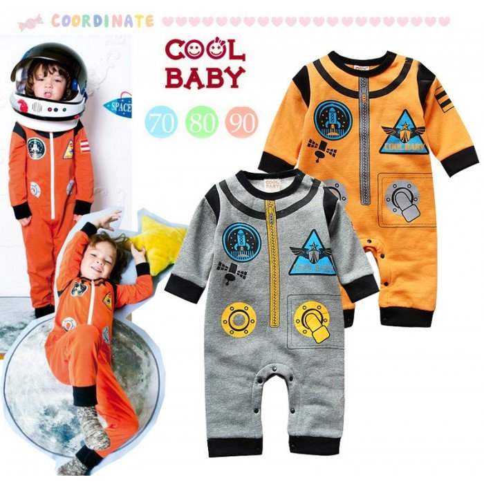 boy cool baby orange spacesuit jumper