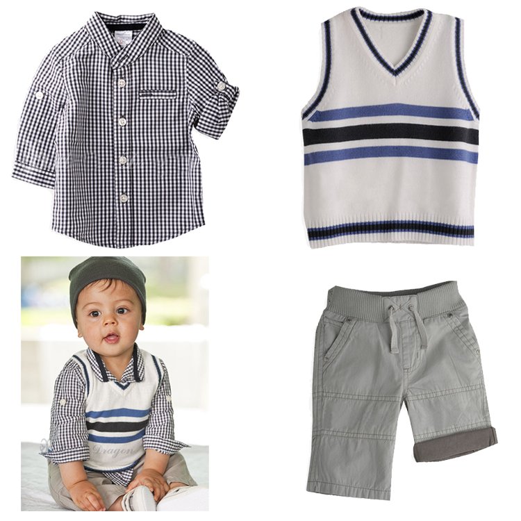 Boy Set 3pcs Top+Pant+Vest 2Y