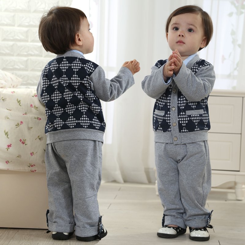 boy suit 3pcs long sleeves top+ vest+pant