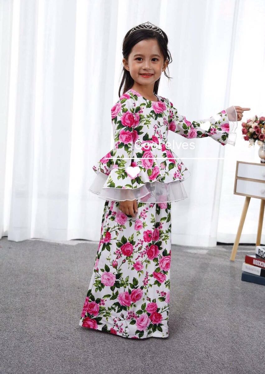 [ready stock] coolelves flower peplum dress pink 1 2y