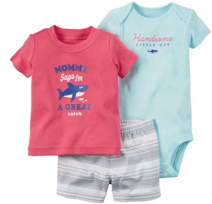 carters baby boy romper & pant set 3in1 #mommy says i'm a great catch