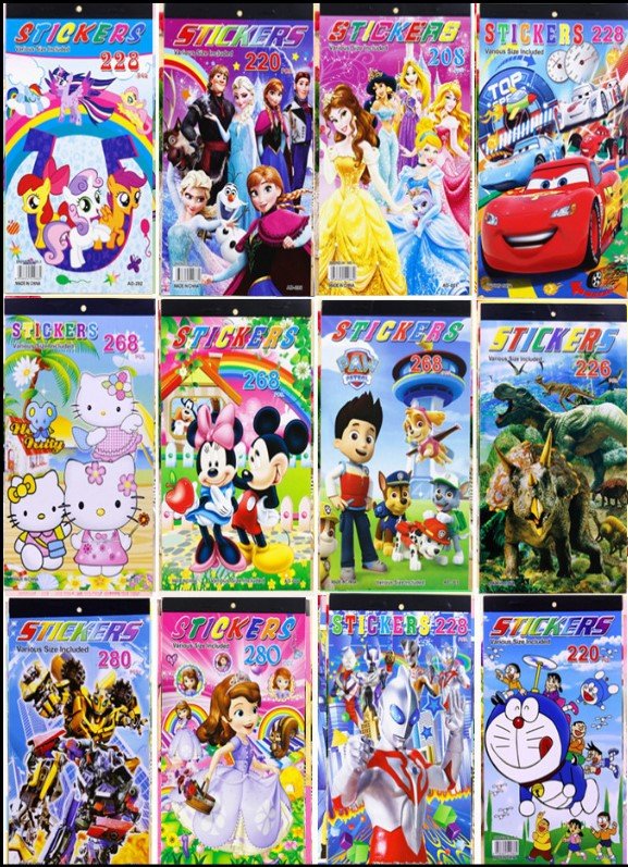 disney cartoon stickers books pieces various size stickers frozen pony spiderman princess doraemon hello kitty thomas Cartoon Sticker Books