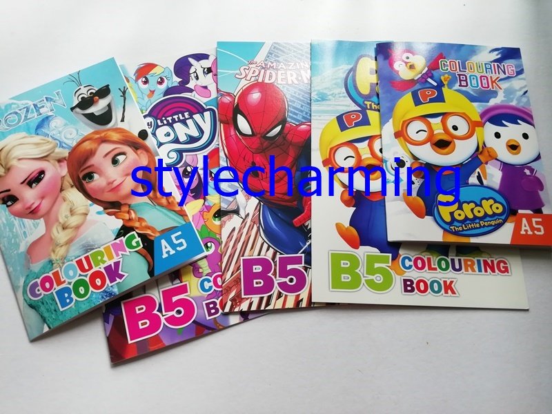 colouring book a5 , b5 my little pony, pororo, frozen elsa anna, spiderman