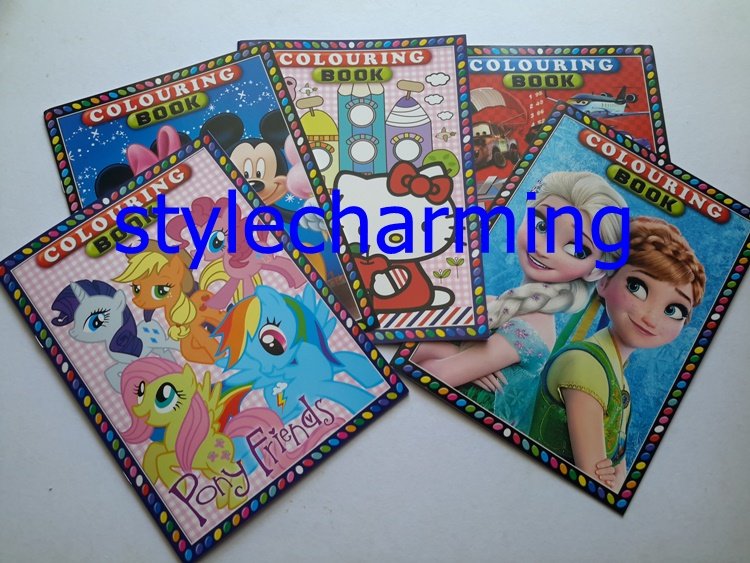 colouring book b5 my little pony, frozen elsa anna, hello kitty, mickey, cars, princess, spiderman
