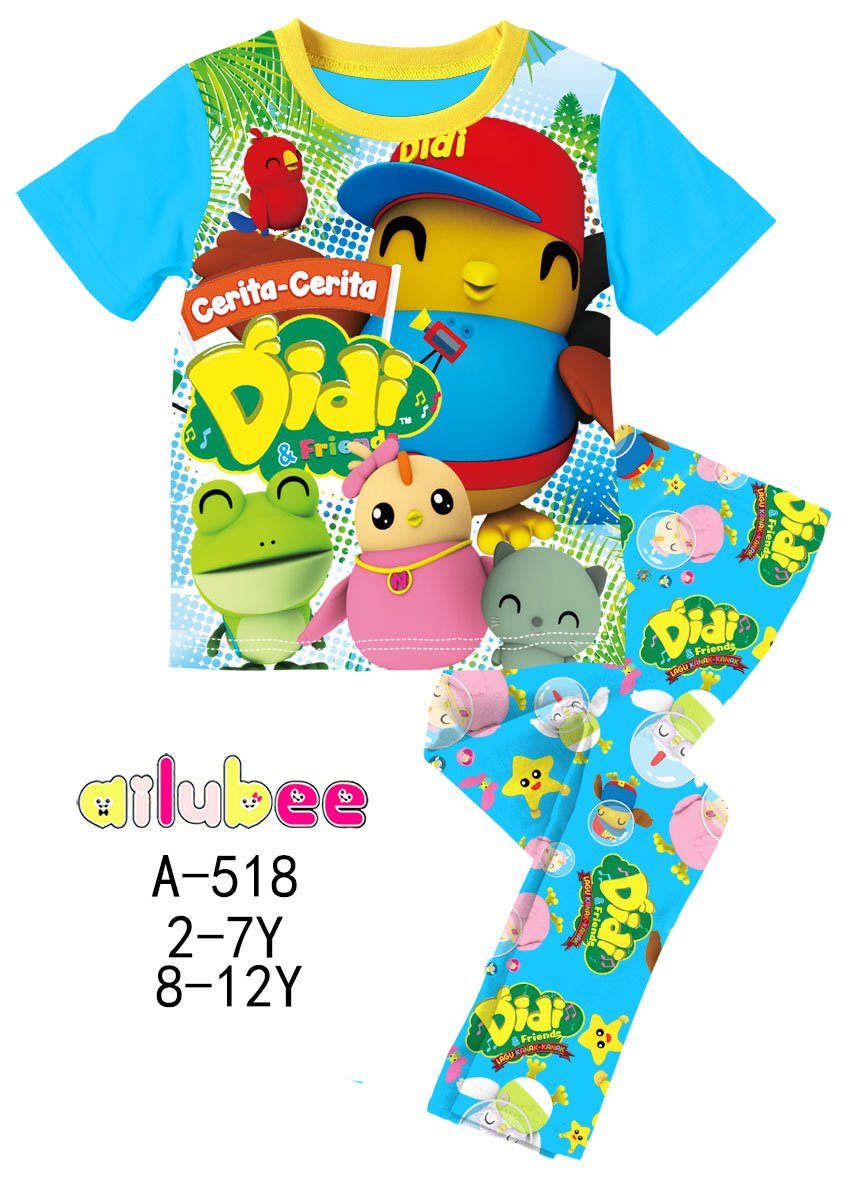 [ready stock] didi & friends ailubee kids pyjamas (a518) 8, 9 10y