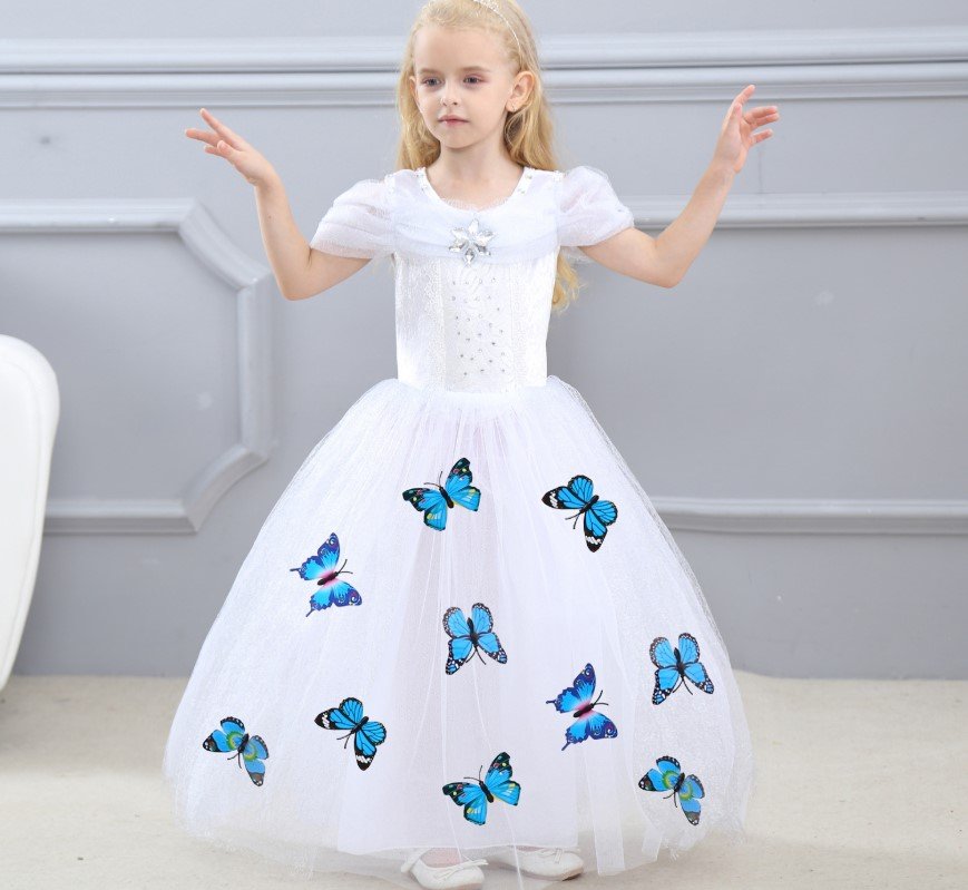 disney cinderella elegance costume dress with butterfly white 130