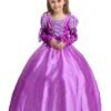 disney princess rapunzel elegance costume dress + free 1 pair sleeve 100 110