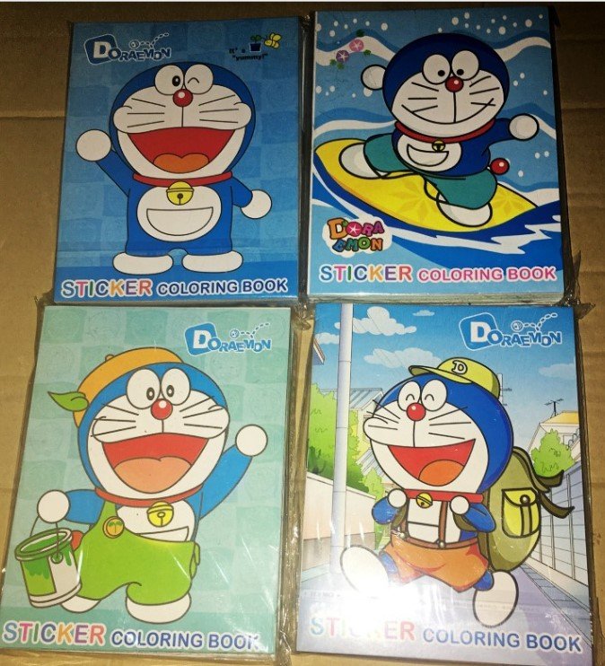 doraemon sticker coloring colouring books buku mewarna