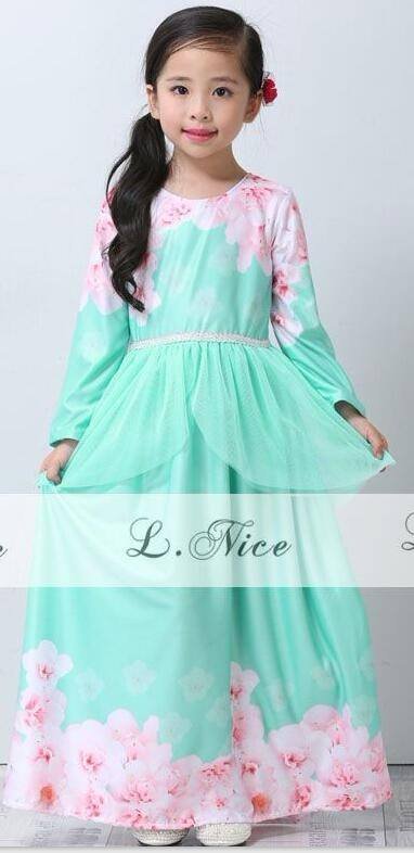 elegance minaz inspired daisy peplum jubah dress (lnice) green size 2y