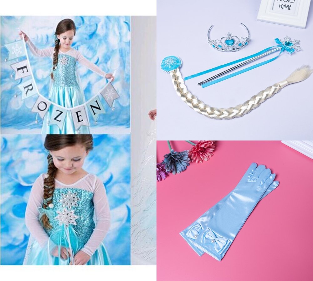 frozen elsa crown 4 in 1 set costume pretend play birthday gift hadiah harijadi party