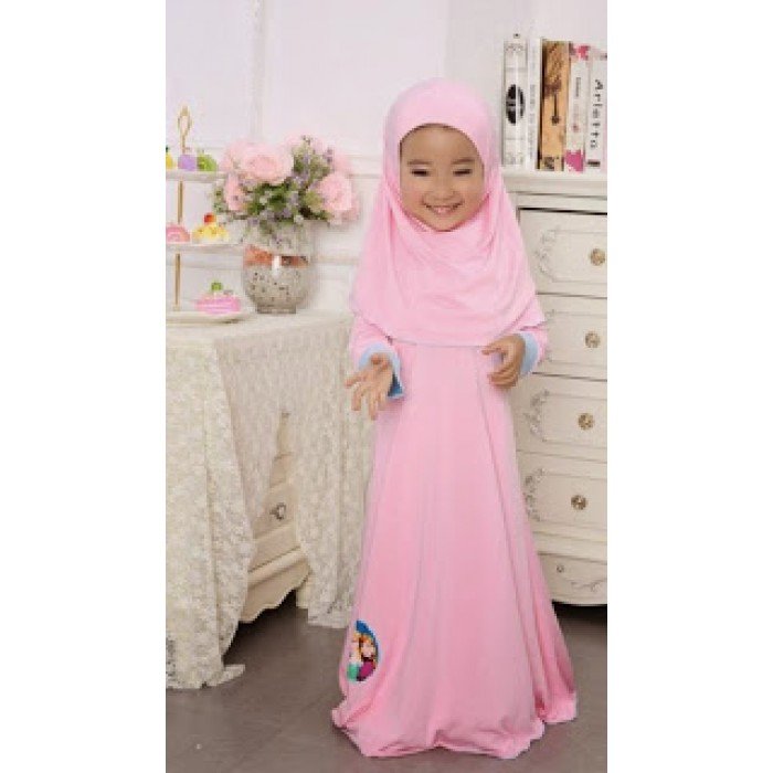 frozen jubah dress light pink 1y, 11y, 12y