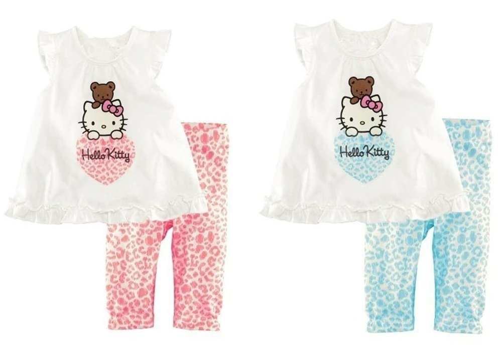 girl hello kitty set top +pant (pink BLUE)