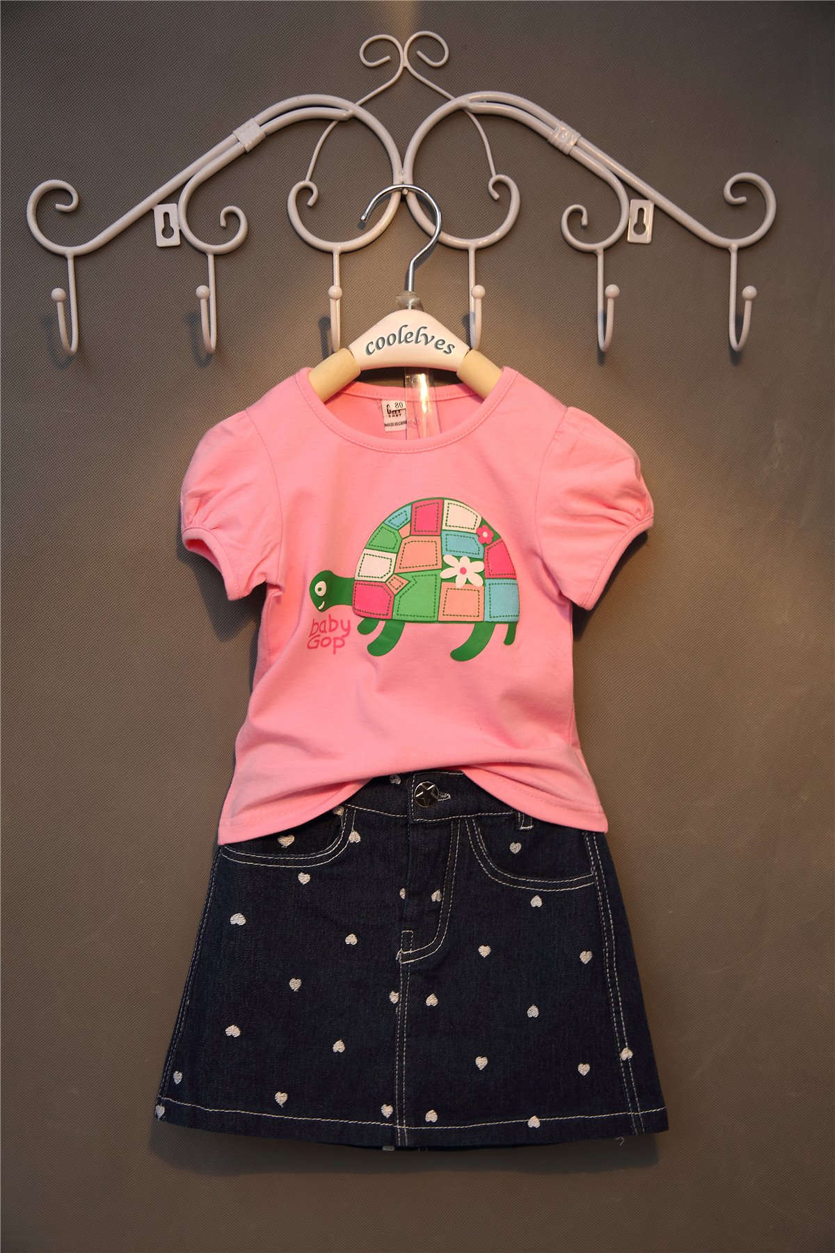 girl set 2pcs top+skirt jean (210353)