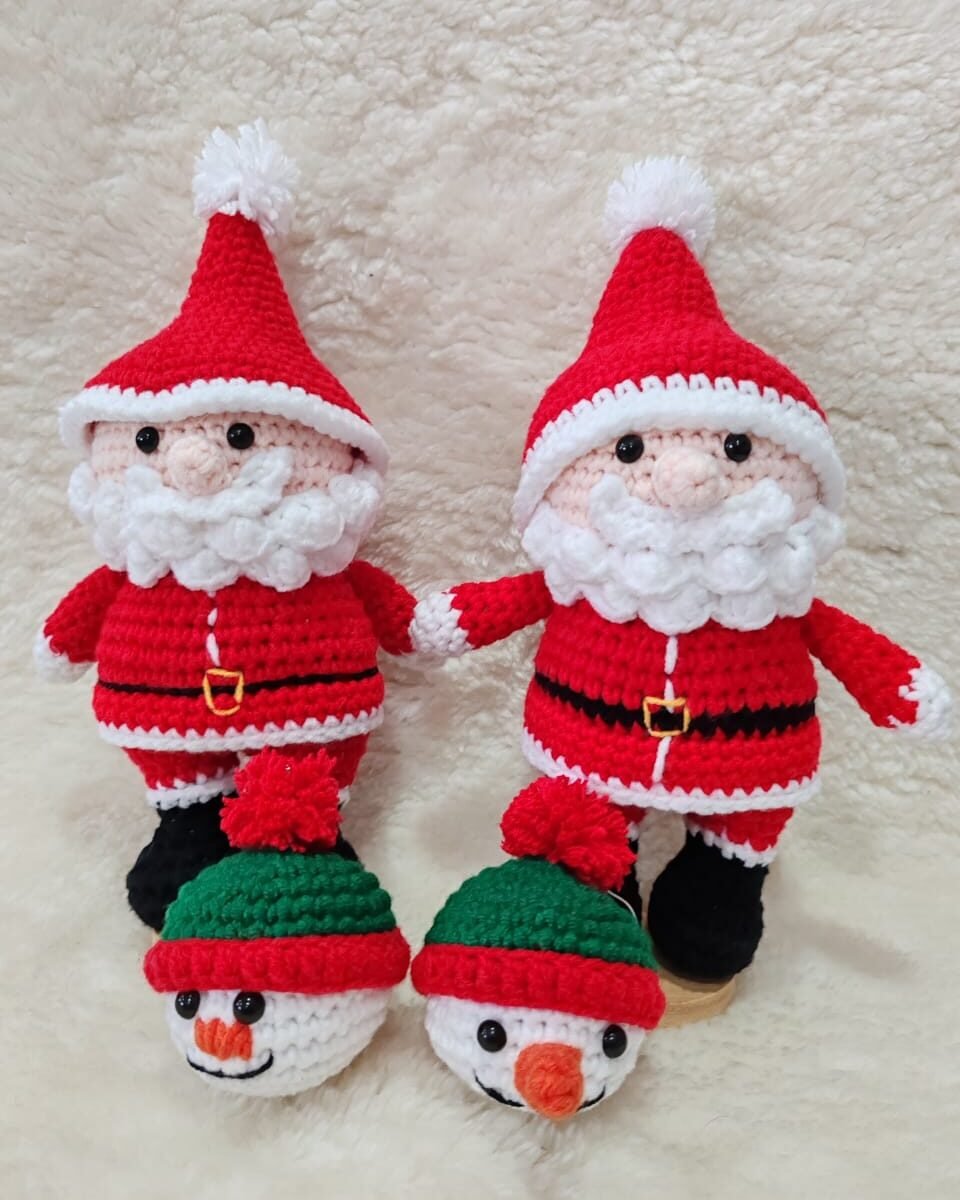 handmade cute christmas santa amigurumi patung doll educational decoration gift set boys girls multicoloured stuffed toy present hadiah