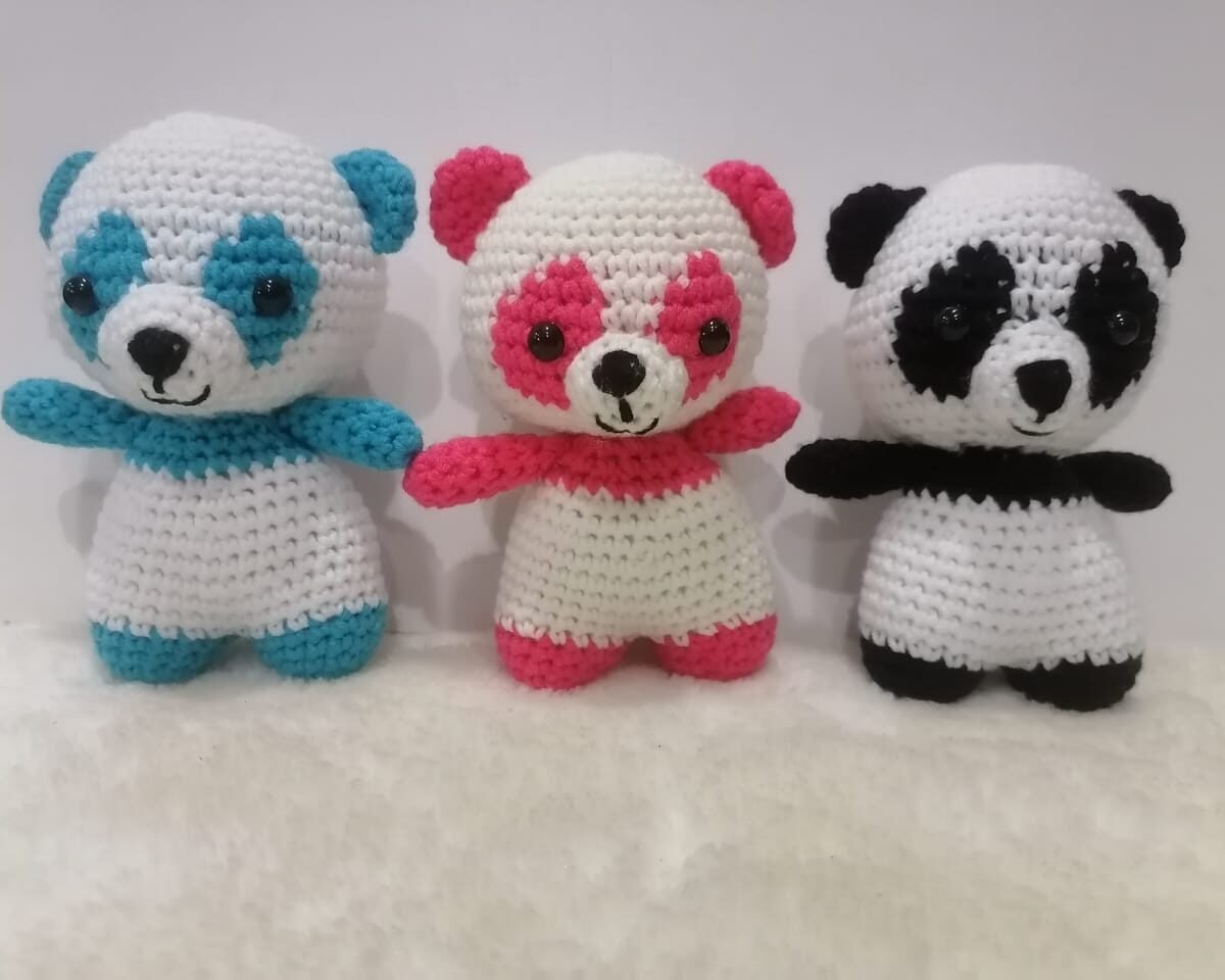 handmade cute panda bear crochet amigurumi patung doll educational gift set boys girls multicoloured stuffed toy present hadiah