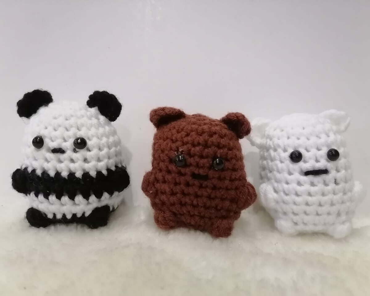 handmade cute we bare bear crochet amigurumi keychain gift hadiah birthday boy girl stuffed toy