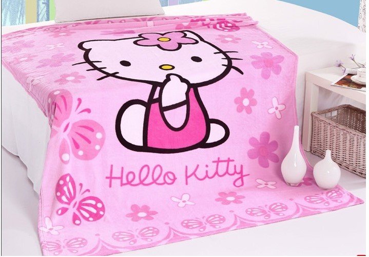 [ready stock] hello kitty super soft coral fleece blanket selimut bigger size 1.5x2m