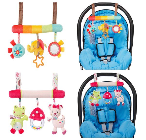 jjovce soft plush animal toys hanging carseat/stroller rattles