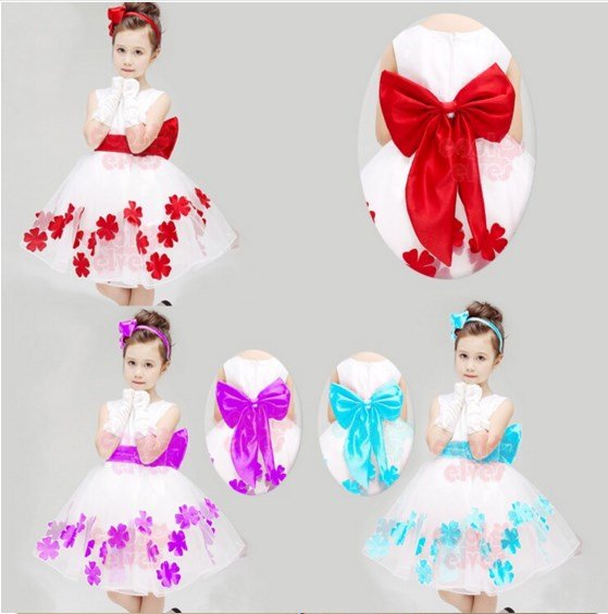 kid girl princess costume cosplay pretend play party elegance flower girl dresses blue 100 110 120