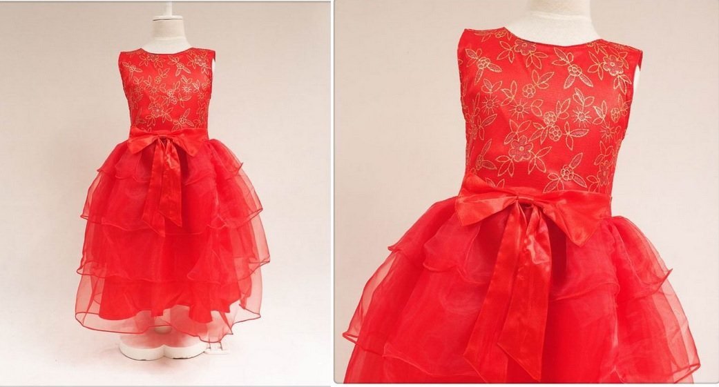kid girl party elegance dress/gown red 90