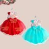 kid girl party costume cosplay pretend play princess dress elegance flower girl dresses red/blue