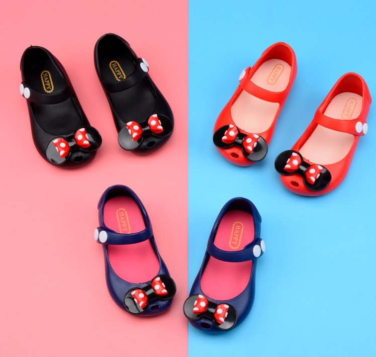 kids cartoon jelly shoes sandal cute polkadot bow tie