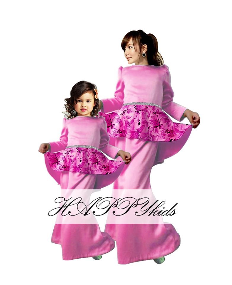 kids elegant peplum kurung (happykids) pink size 1y 3y