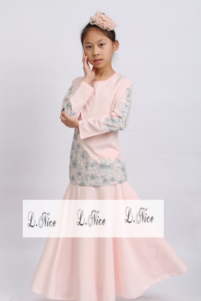 kurung moden (l nice) peach size 1 6y