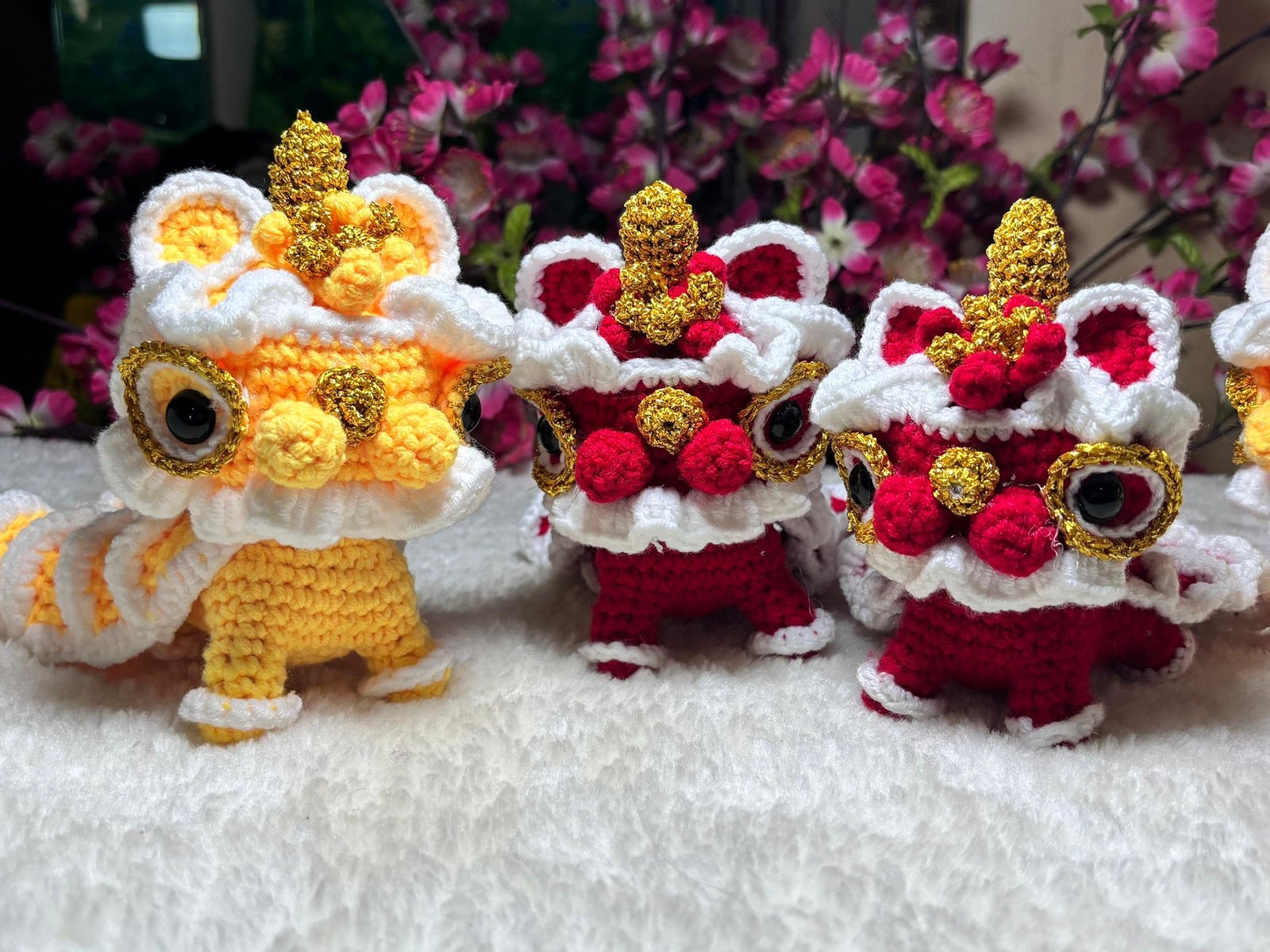 handmade crochet cny edition lion dance amigurumi patung doll decoration gift stuffed present hadiah