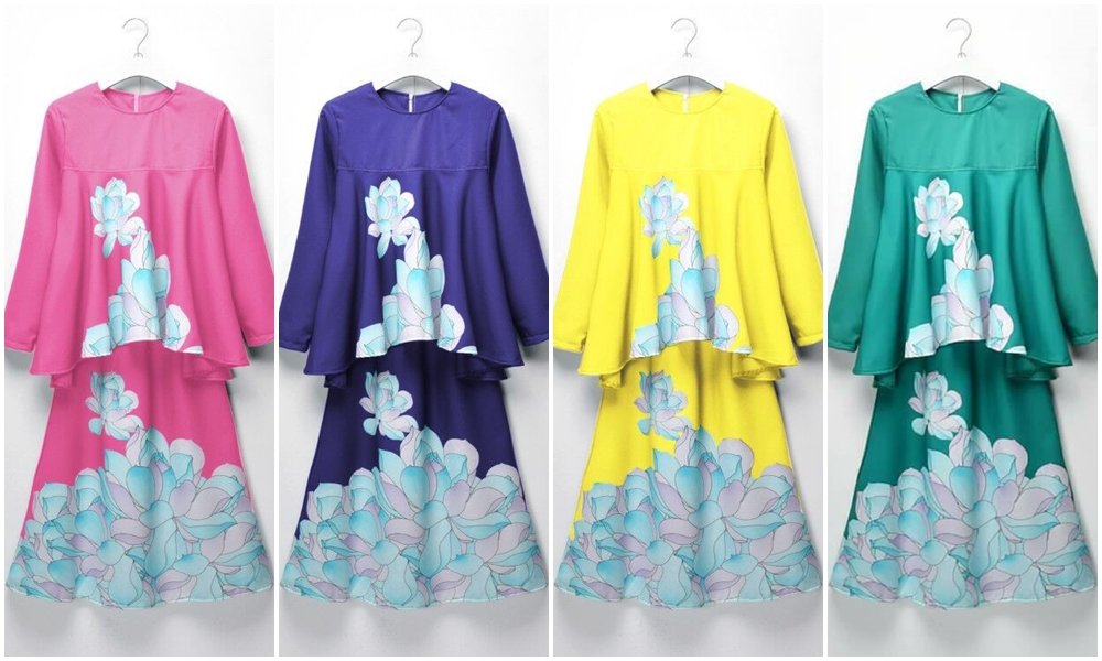 [ready restock] lnice minaz inspired floral peplum kurung 1y, 2y