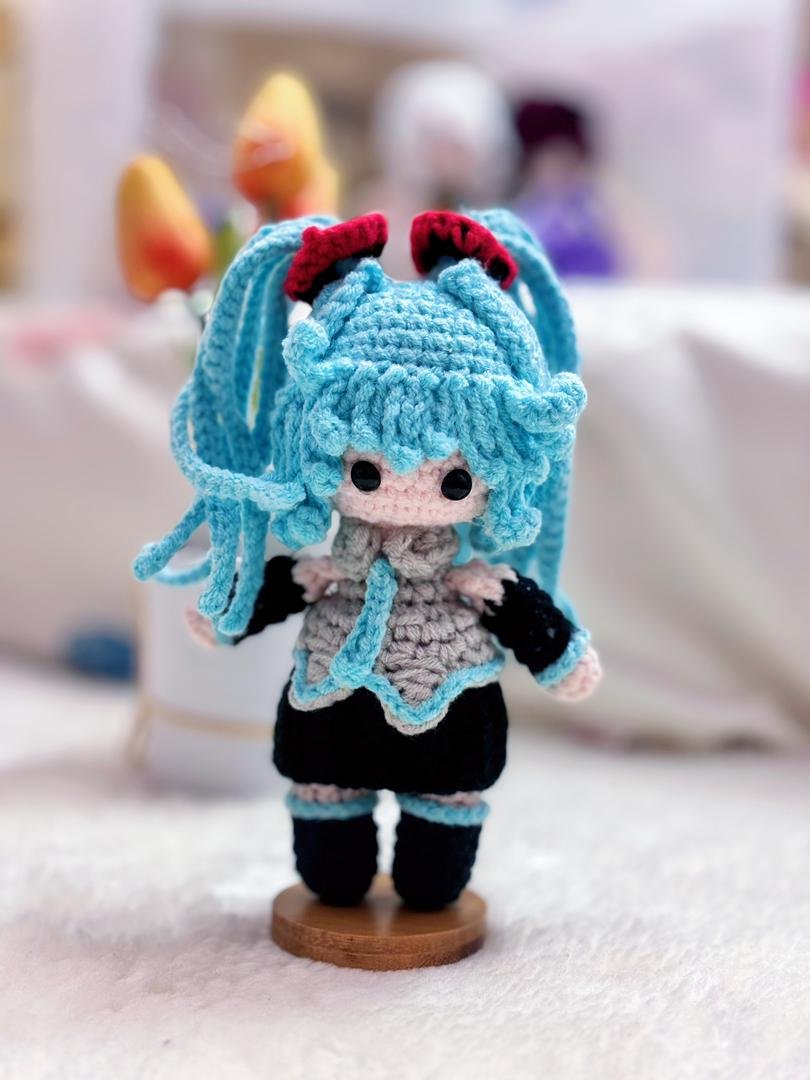 mini version hatsune miku anime cute handmade crochet amigurumi patung doll toy present hadiah girl boy budak adult birthday