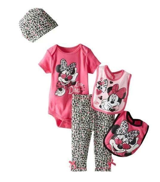 minnie little diva baby set 4in1 top+pant+bibs s0637p
