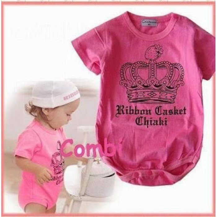>rm10 corner< pink crown baby romper