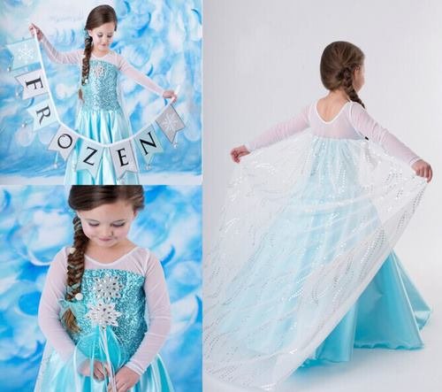 princess elsa most hot frozen blue dress costume pretend play birthday gift hadiah harijadi party